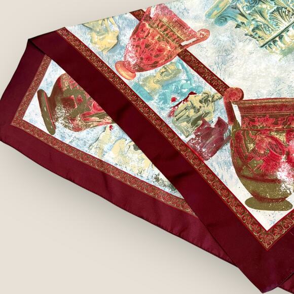 Vintage Scarf Made in Italy Square Chiffon Kerchief Bandana Wrap Rome Colsseum - Picture 5 of 8
